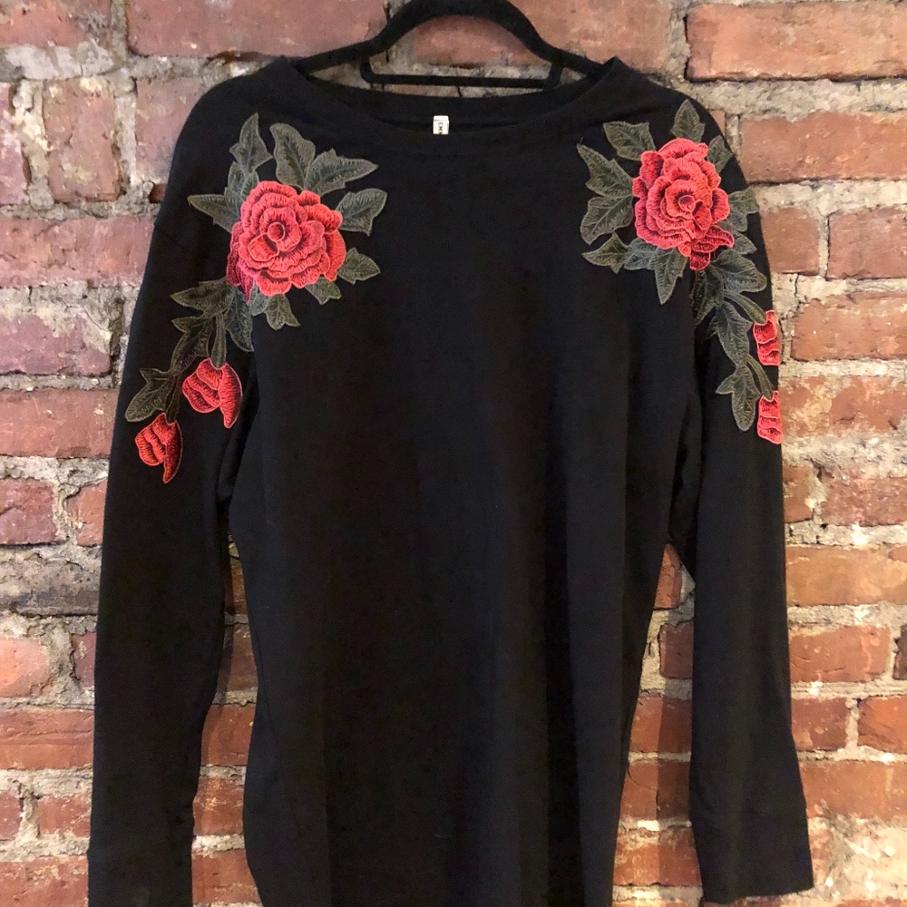 LF Antique Rose Applique Shirt Dress